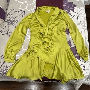 Boohoo Lime Green Satin Mini Dress
